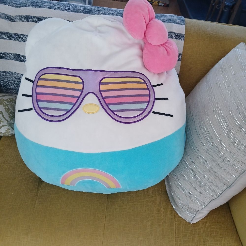 Giant Sanrio Hello Kitty x Squishmallow Rainbow Shades Plush Toy Cat Pillow Kids